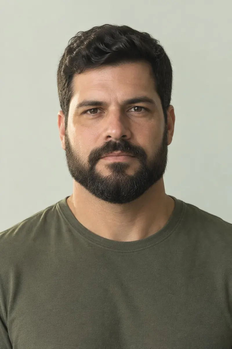Homem de rosto quadrado com barba adequada ao formato